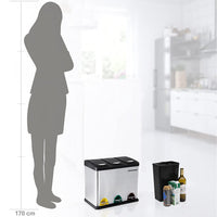 Pattumiera VALORA con 3 contenitori rimovibili, argento LTB24L