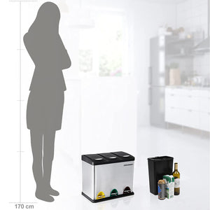 Pattumiera VALORA con 3 contenitori rimovibili, argento LTB24L