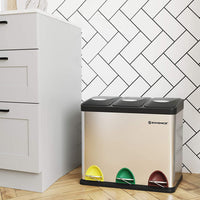 Pattumiera VALORA con 3 contenitori rimovibili, argento LTB24L