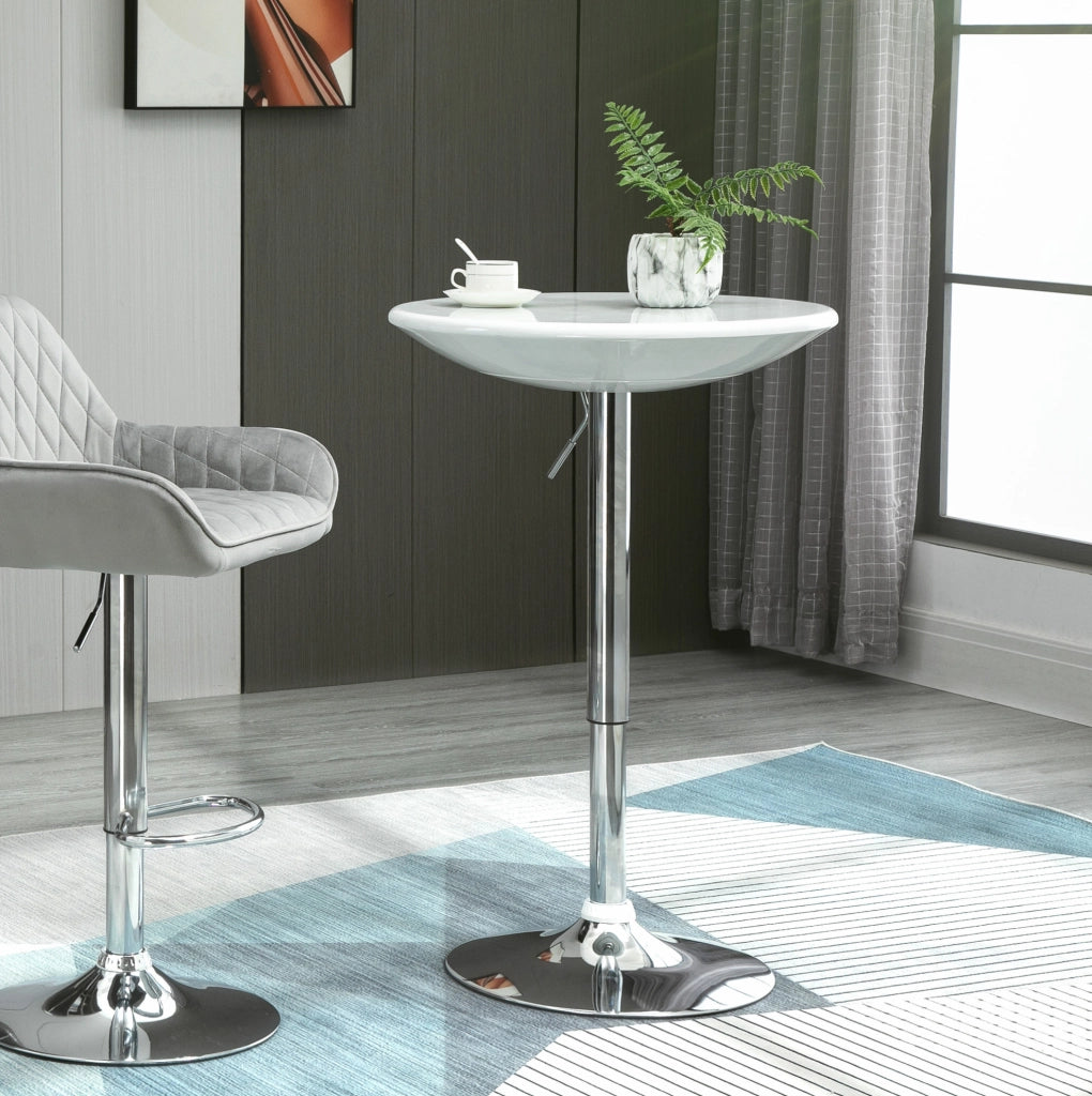 Tavolo bar ?61 x 76-97 cm girevole 360° regolabile in altezza metallo bianco