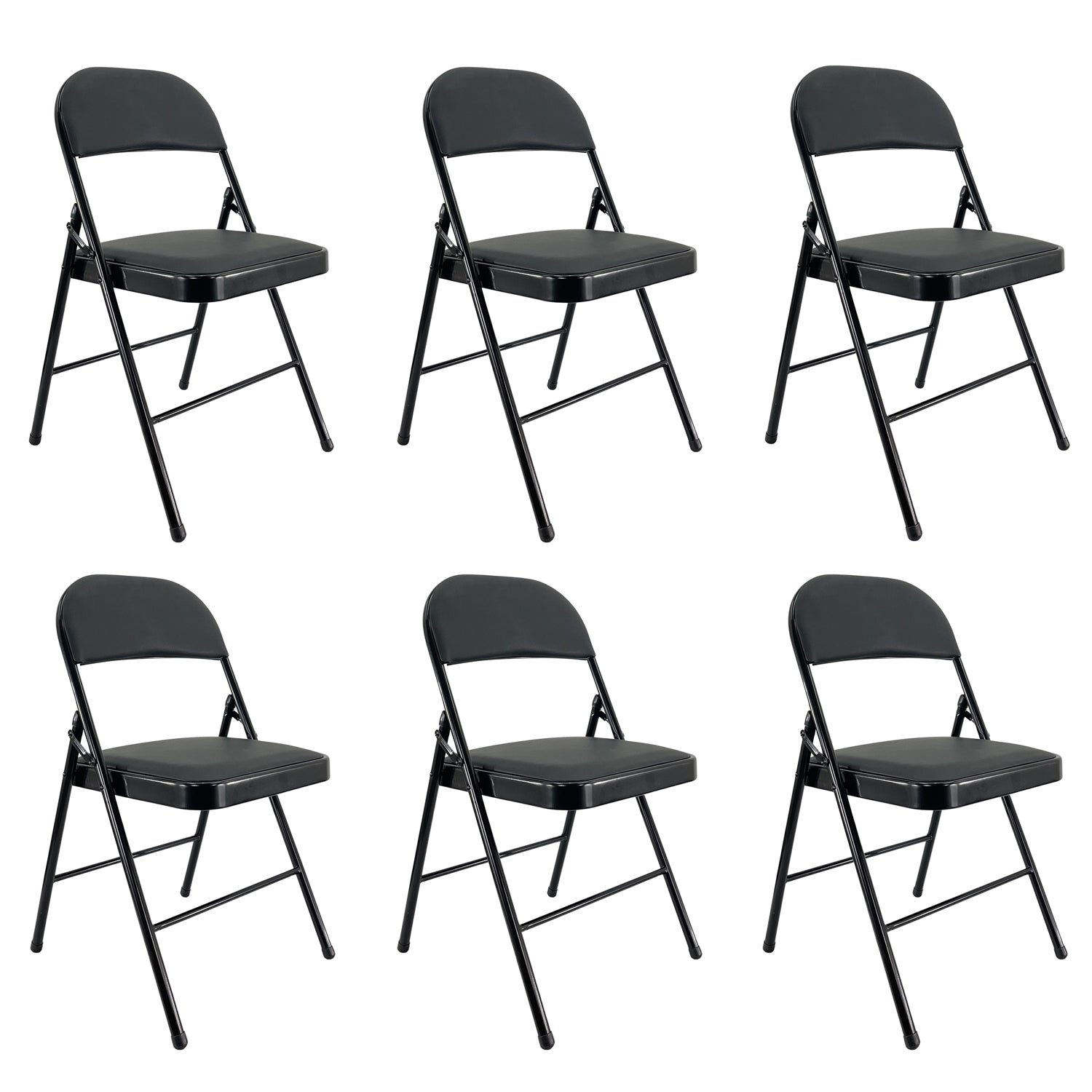 Marvin Set 6 Sedie Pieghevoli Kant in Metallo Imbottite Salvaspazio, Compatte e Resistenti, Richiudibili per Eventi Nero