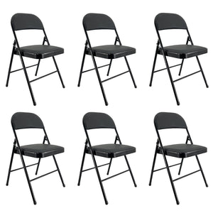Marvin Set 6 Sedie Pieghevoli Kant in Metallo Imbottite Salvaspazio, Compatte e Resistenti, Richiudibili per Eventi Nero