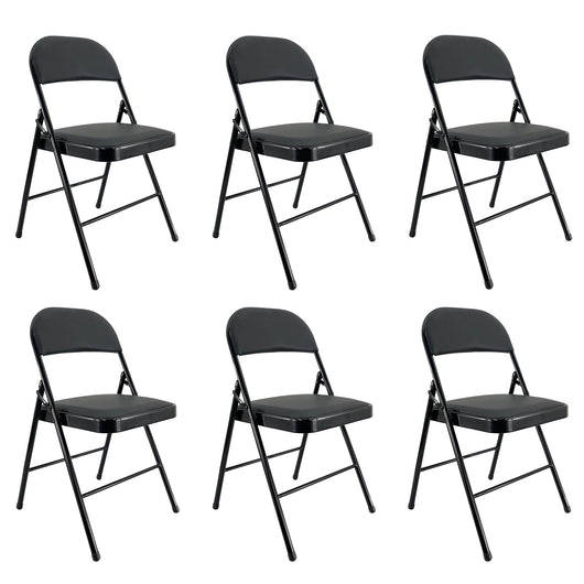Marvin Set 6 Sedie Pieghevoli Kant in Metallo Imbottite Salvaspazio, Compatte e Resistenti, Richiudibili per Eventi Nero
