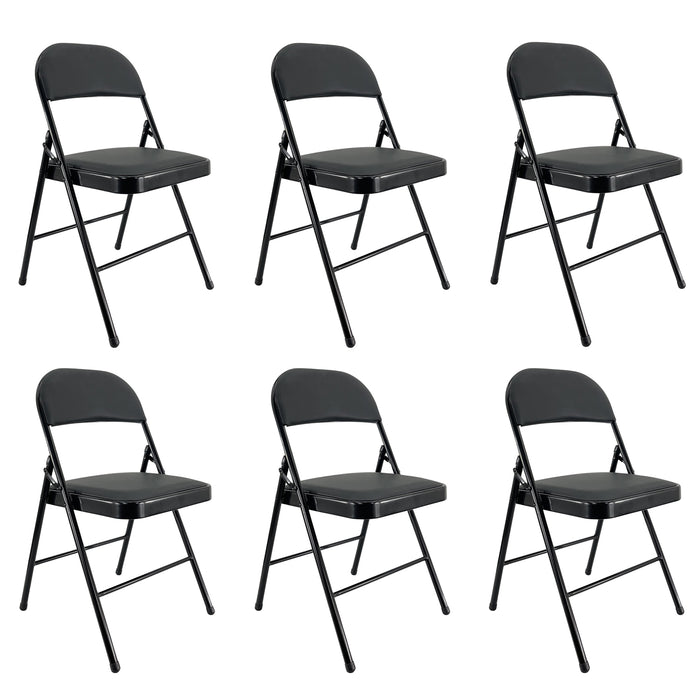 Marvin Set 6 Sedie Pieghevoli Kant in Metallo Imbottite Salvaspazio, Compatte e Resistenti, Richiudibili per Eventi Nero