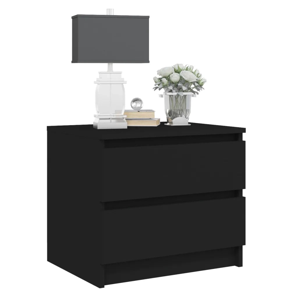 Comodino Nero 50x39x43,5 cm in Legno Multistrato 806195