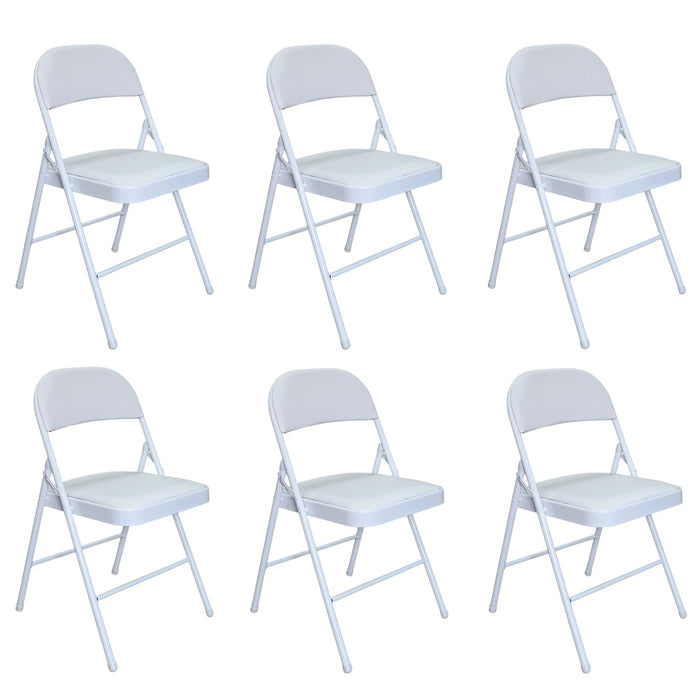 Marvin Set 6 Sedie Pieghevoli Kant in Metallo Imbottite Salvaspazio, Compatte e Resistenti, Richiudibili per Even Bianco