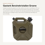 Serbatoio di carburante 3 litri - Adatto per auto e motocicli - Avventura fuoristrada - Materiale ABS - Colore verde - Serbatoio di carburante