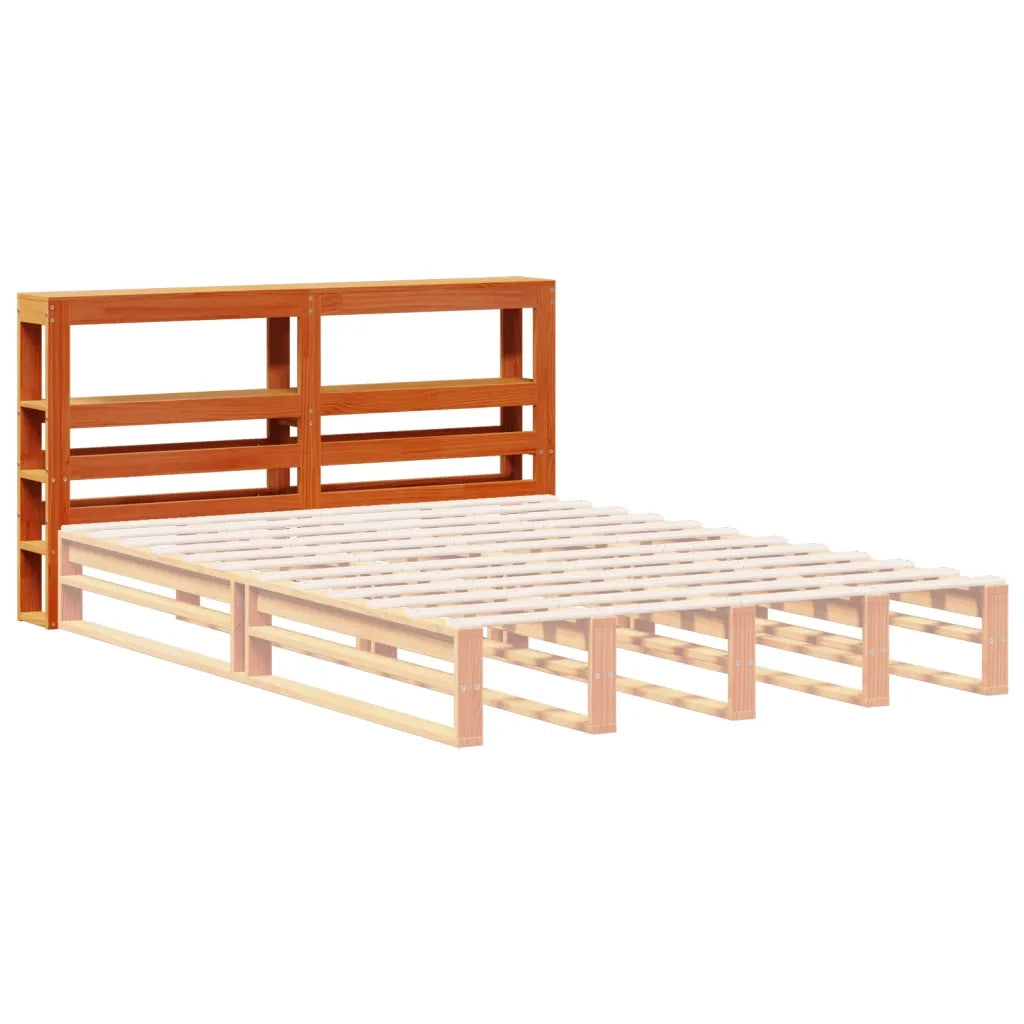 Testiera con Ripiani Marrone Cera 160 cm Legno Massello di Pino 850880