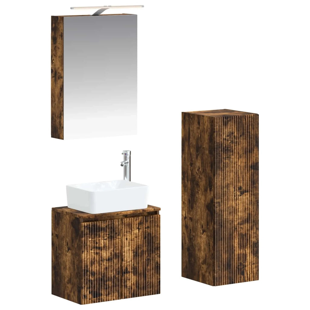 Set di mobili per il bagno 4 pcs Rovere Fumo 3407435
