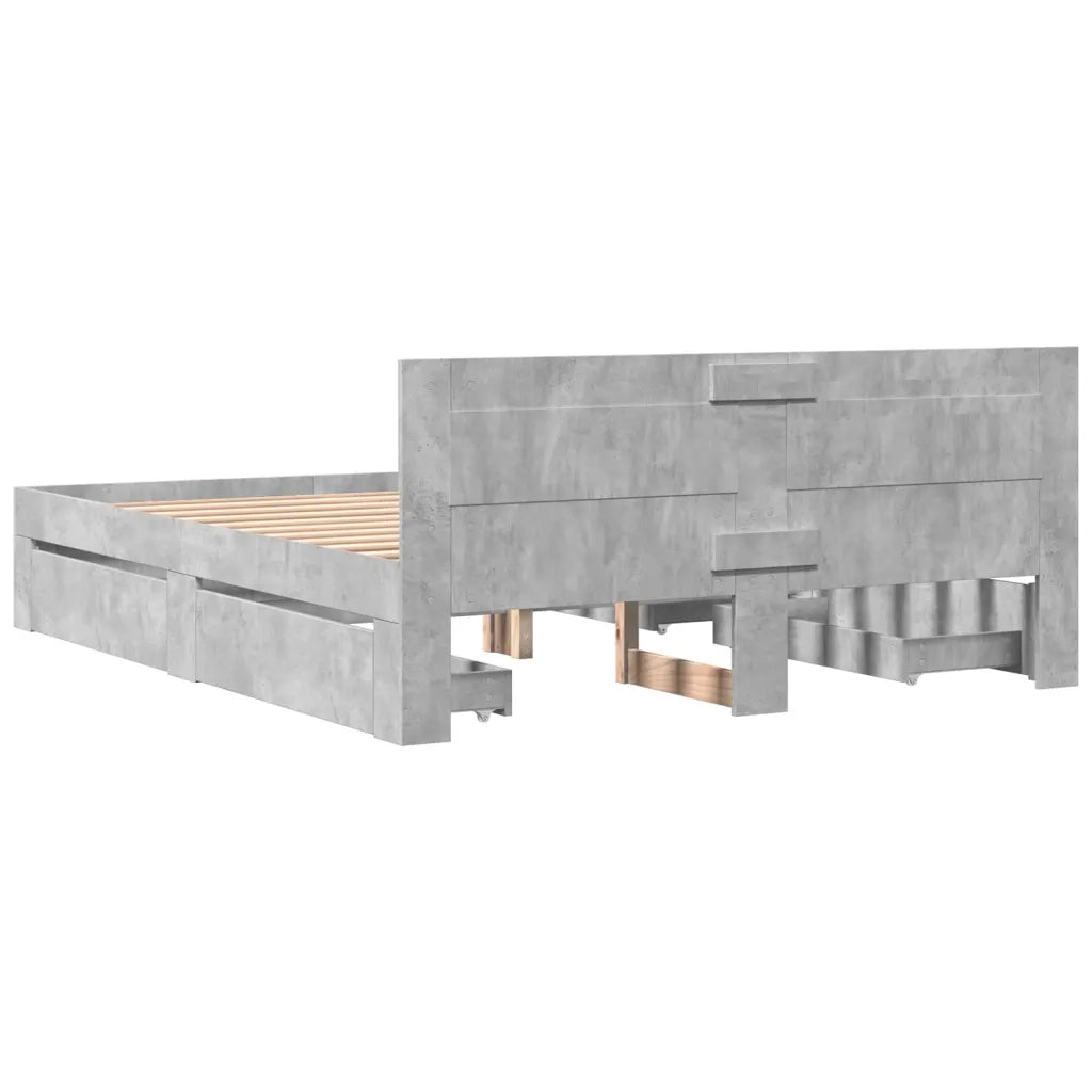 Giroletto Testiera Grigio Cemento 150x200 cm Legno Multistrato