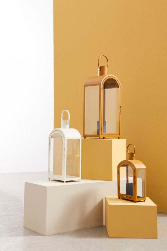 Set 2 Lanterne Metallo Giallo Moderne da Interno - JUAN