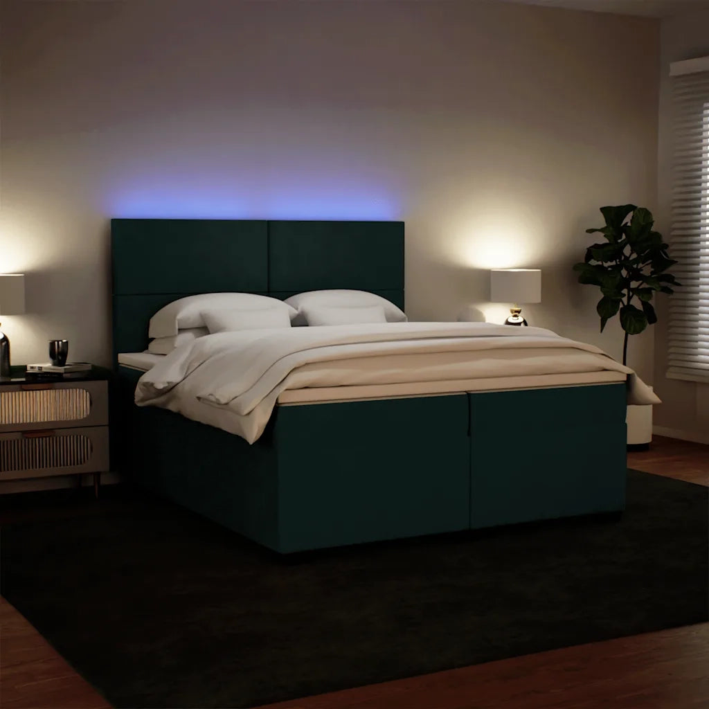 Giroletto a Molle con Materasso Verde Scuro 200x200 cm Velluto 3293299