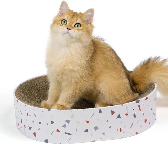 Pannelli per gatto 2 in 1, nido per gatto in forma ovale, pannelli lounge ondulati per gatto, arredamento per gatto per divano & tappeti & divani, dimensioni: 43x33x10cm