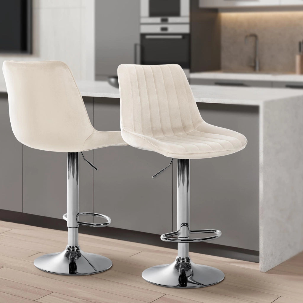 Sgabello Toni Velvet crema,cromo