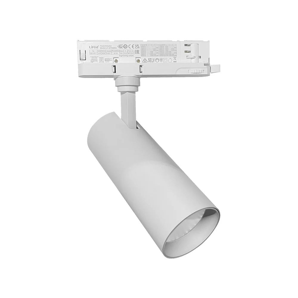 Faretto LED per Binario Trifase 30W Osram 2700 Lumen Fascio 30° IP20 Alluminio Bianco Luce Naturale 4000K Non Dimmerabile