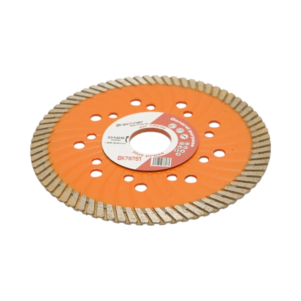 Disco diamantato turbo 125x22,23 mm, segmento 10 mm per piastrelle, autobloccanti, mosaici, pietre dure, marmo, granito Breckner Germany