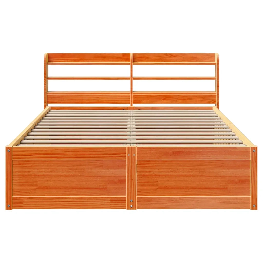 Giroletto con Testiera Marrone Cera 150x200 cm Massello Pino 3307082