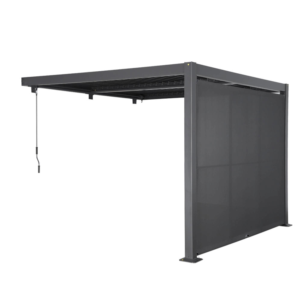 Pergola bioclimatica in alluminio addossata 3x3m + tenda 3m ,