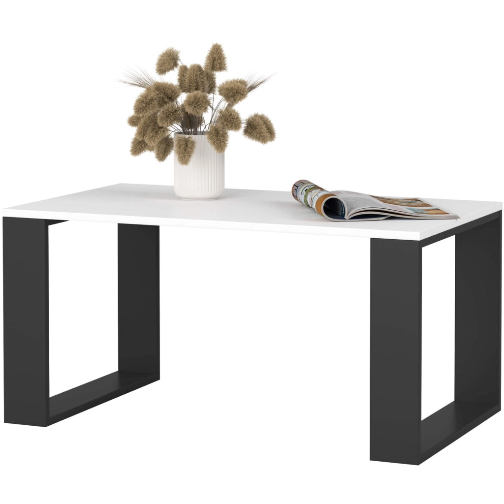 Tavolino da caffè AKORD NOX Bianco 92 cm gambe Nere 92x53x45 cm