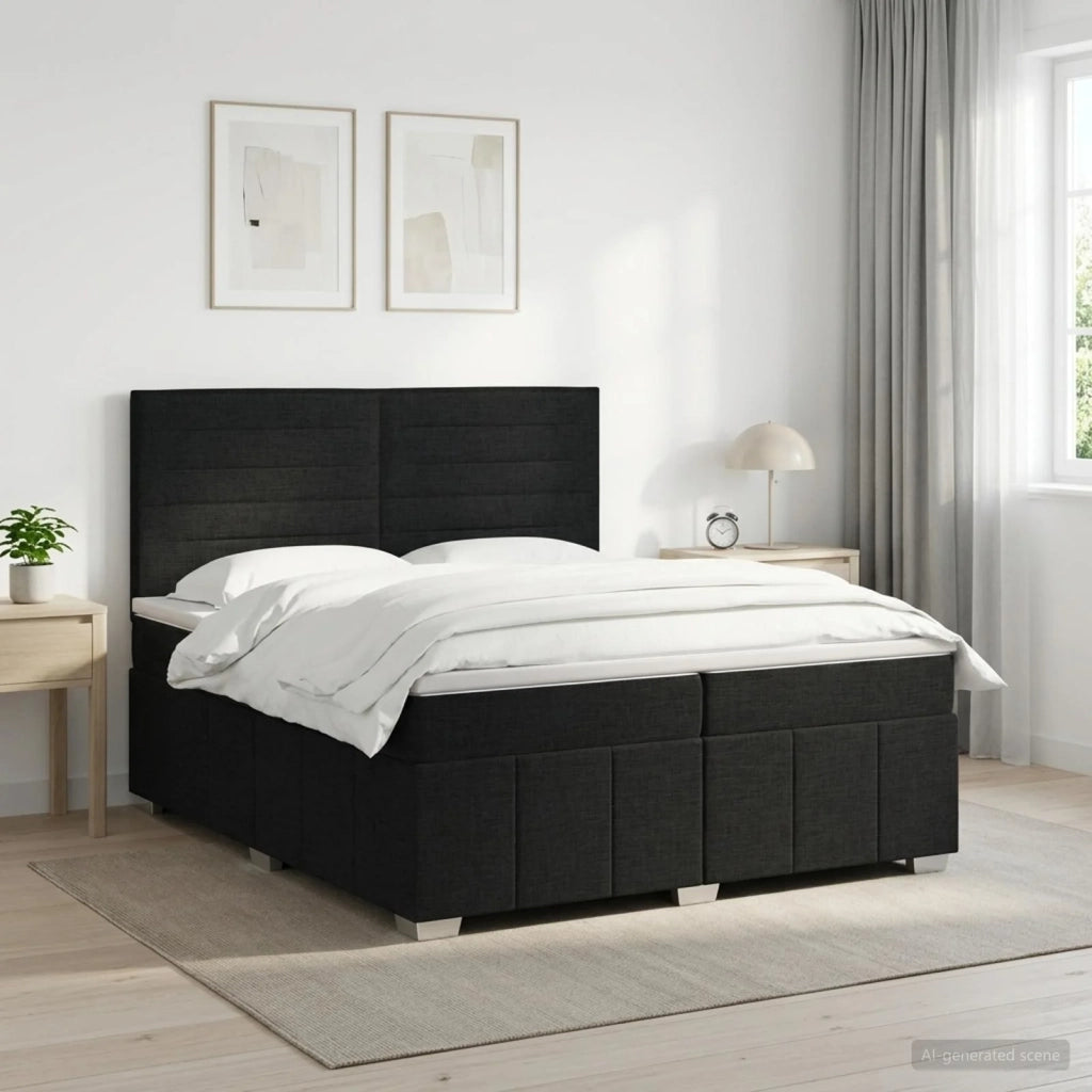 Letto box spring con materasso Nero 200 x 200 cm Tessuto 3454213