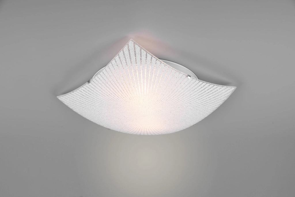 ELISA PLAFONIERA QUADRATA VETRO DECORO E GRANIGLIA DI VETRO 40X40CM 2 LUCI ATTACCO E27