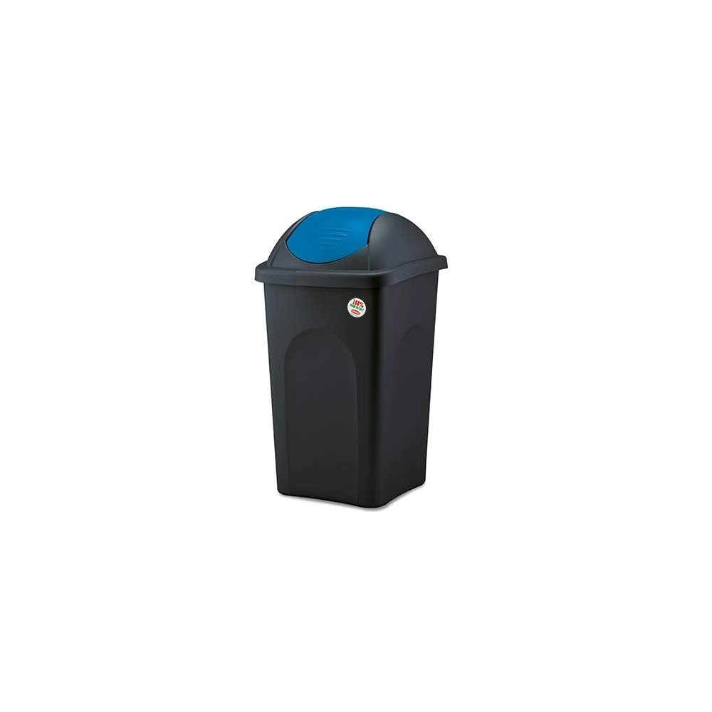 BIDONE MULTIPAT CON BASCULA LT.60- - cm.39x39x68h. - nero/blu - 3 pezzi STEFANPLAST