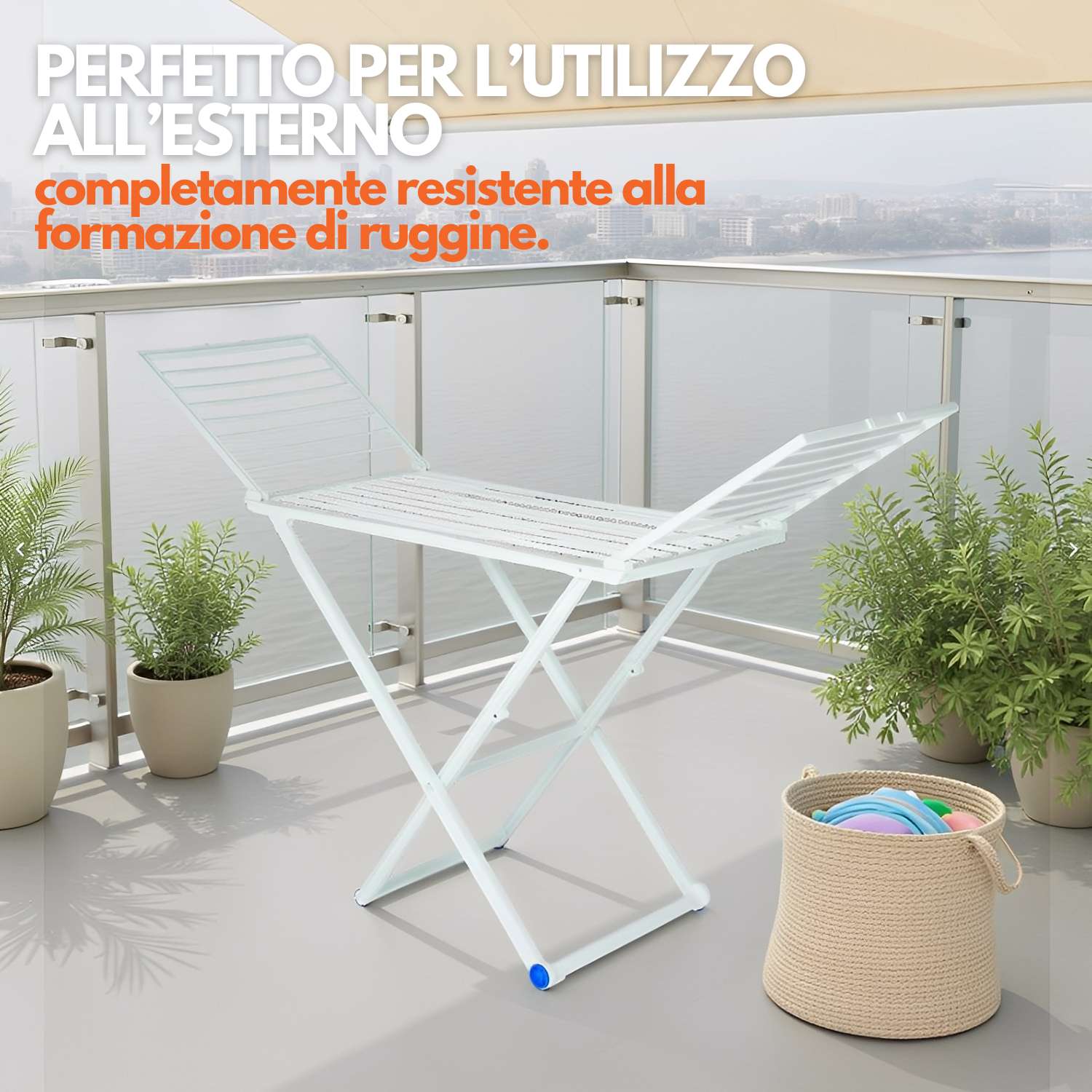 Marvin Stendibiancheria Pinguino in Resina Antiruggine 20m con Ruote Salvaspazio Sicuro Made in Italy per Interni ed Est