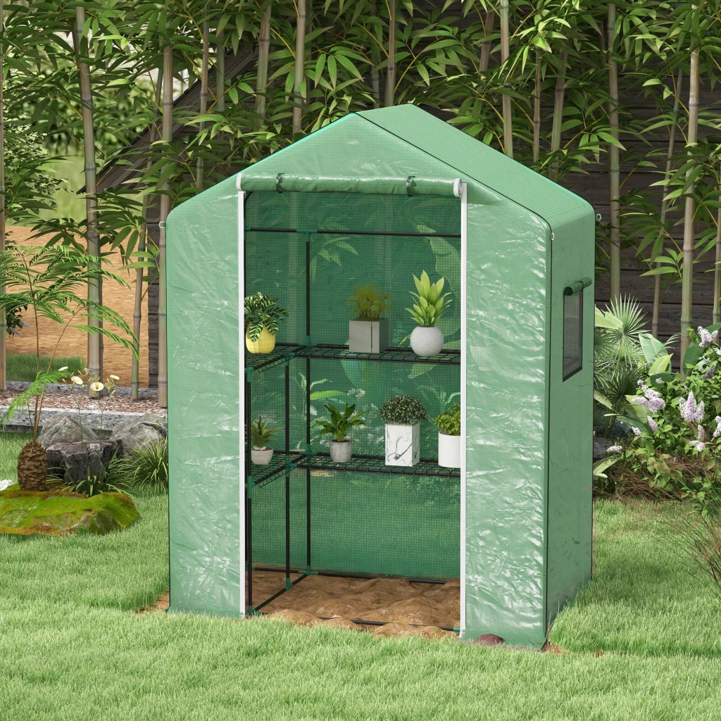Serra da giardino con porta, finestre e scaffali ¨C zephmum ¨C 140x73x190 cm