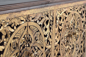 Comò a 4 ante in massello di mango intagliato a mano