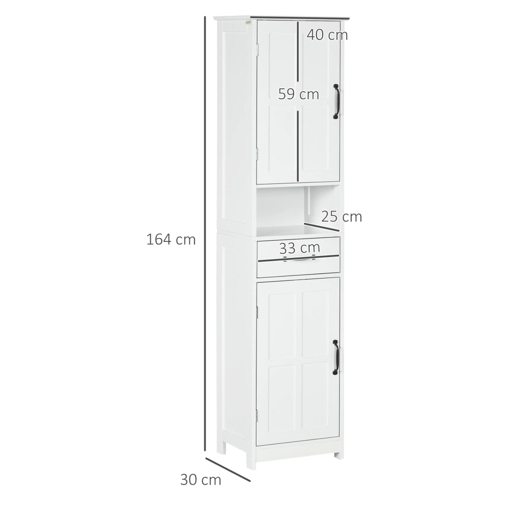 Colonna Bagno con Ante e Cassetto ¨C Zephmum ¨C Bianco 40x30x164 cm