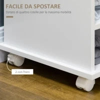 Carrello da Cucina con Armadietto e Ripiani Regolabili, Ruote Girevoli e Freno, 75x39.5x88 cm, Bianco