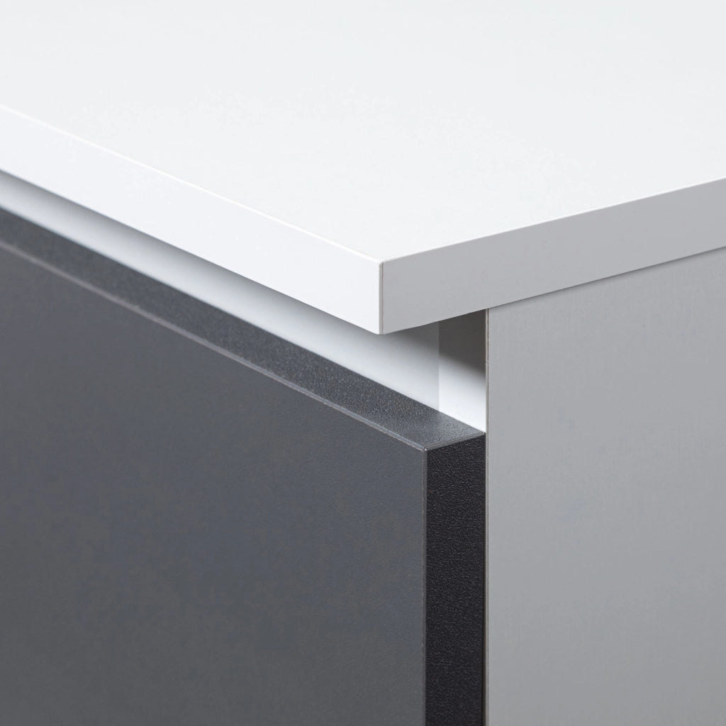Comodino AKORD CL2 Bianca 40 cm 2 cassetti inserto frontale Grigio Grafite 40x35x40 cm