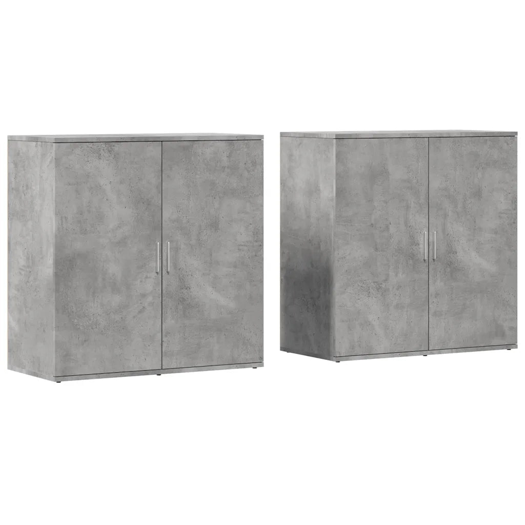 Credenze 2 pz Grigio Cemento 79x38x80 cm in Legno Multistrato