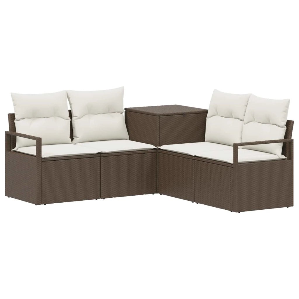 Set di divani 5 pz Marrone e Bianco Crema 3447794
