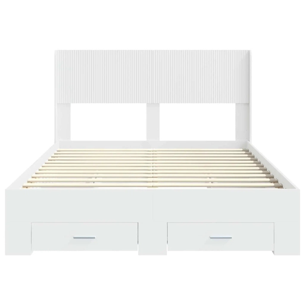 Struttura del letto con stoccaggio e testata-Giroletto con contenitore Bianco 498125
