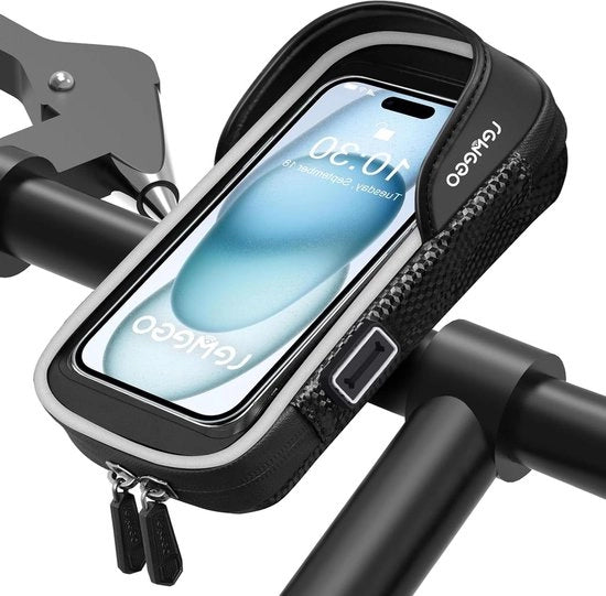 Otturatore per bicicletta con schermo touchscreen da 7 pollici, regolabile e impermeabile, con riflessione per la visibilità.