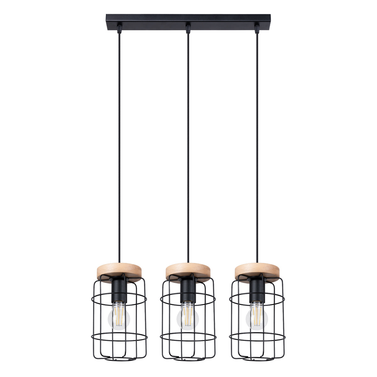 Lampada da soffitto in acciaio e legno industriale GOTTO Peach Puff 3x E27 LED Max 15W