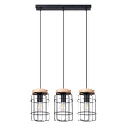 Lampada da soffitto in acciaio e legno industriale GOTTO Peach Puff 3x E27 LED Max 15W