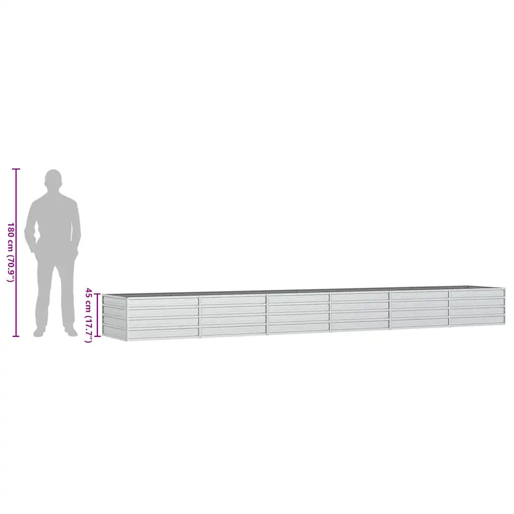 Letto Rialzato Giardino 480x80x77 cm in Acciaio Zincato Argento 316902