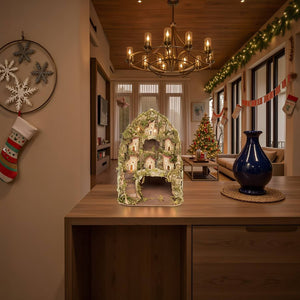 PRESEPE NAPOLETANO NATALIZIO CON LUCI LED INTEGRATE FATTO A MANO ARTIGIANALE