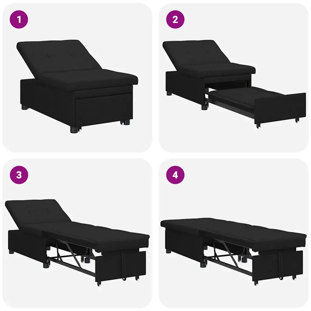 vidaXL Divano letto Nero 194 x 67 x 37 cm Tessuto