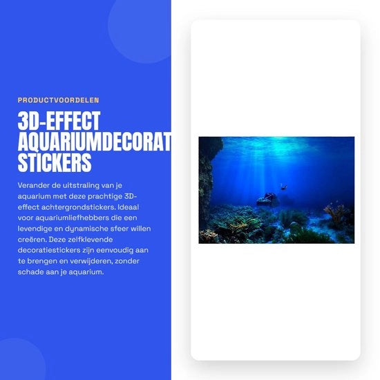 Decorazione per acquario 3D - Fondali per acquario in PVC - Stickers autoadesivi - Fondali acquario resistenti all'acqua - Decorazioni per acquario durature