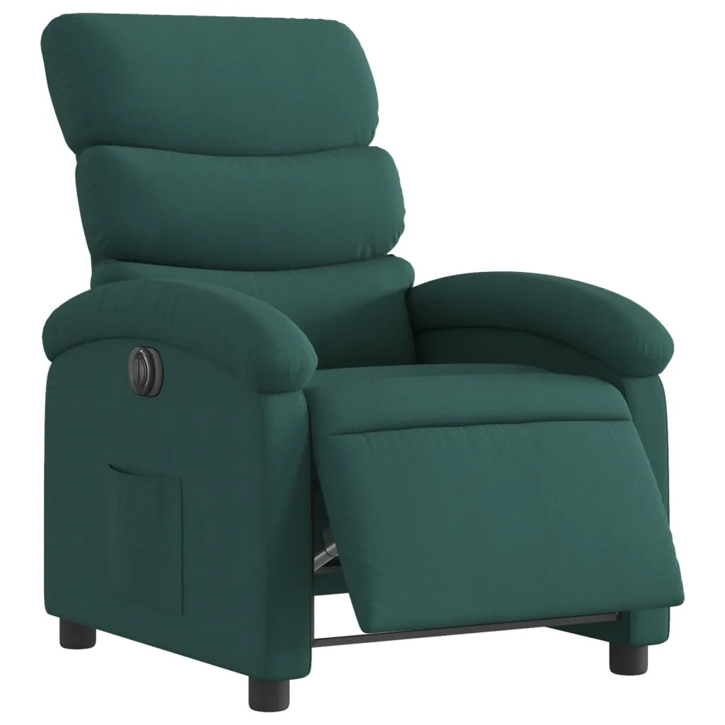 Poltrona | Sedia Relax Elettrica Reclinabile Verde Scuro in Tessuto