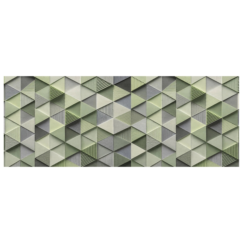 Tappeto passatoia fantasia made in Italy antiscivolo lavabile aderente triangoli multicolore 50x100cm - Triangle Verde