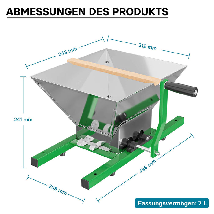 Set Mulino macina frutta 7 l e Torchio frutta 18 l con gabbia in legno e scacco di spremitura