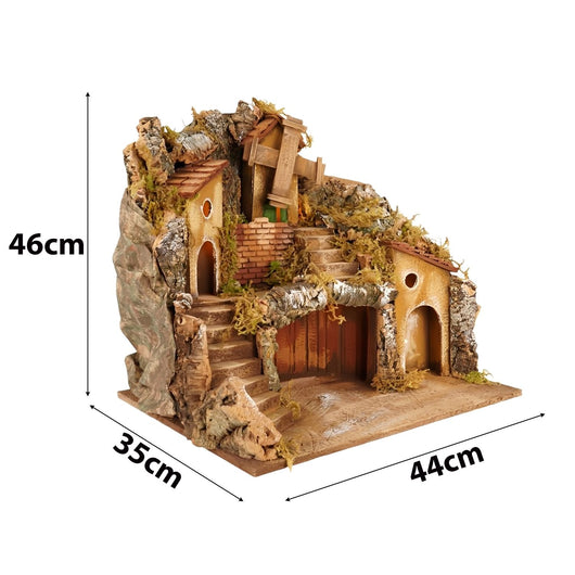 PRESEPE NAPOLETANO NATALIZIO CON MULINO ELETTRICO FATTO A MANO ARTIGIANALE