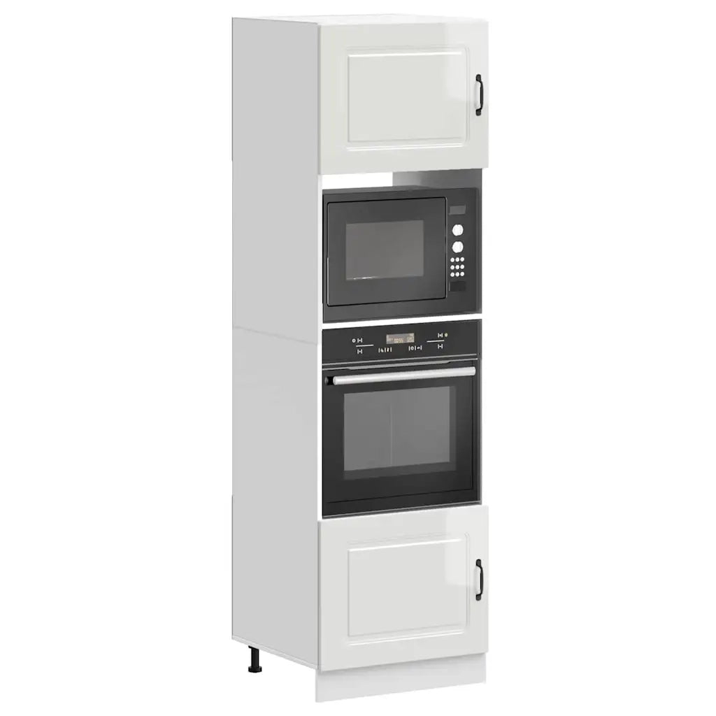 Pensile da cucina | Armadi Forno 2 pz Kalmar Bianchi Lucido in Legno Multistrato
