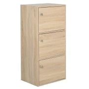 Mobiletto Multiuso con 3 Ripiani in Legno e 3 Antine per Casa, Camera, Soggiorno o Ufficio, 48x34x100cm