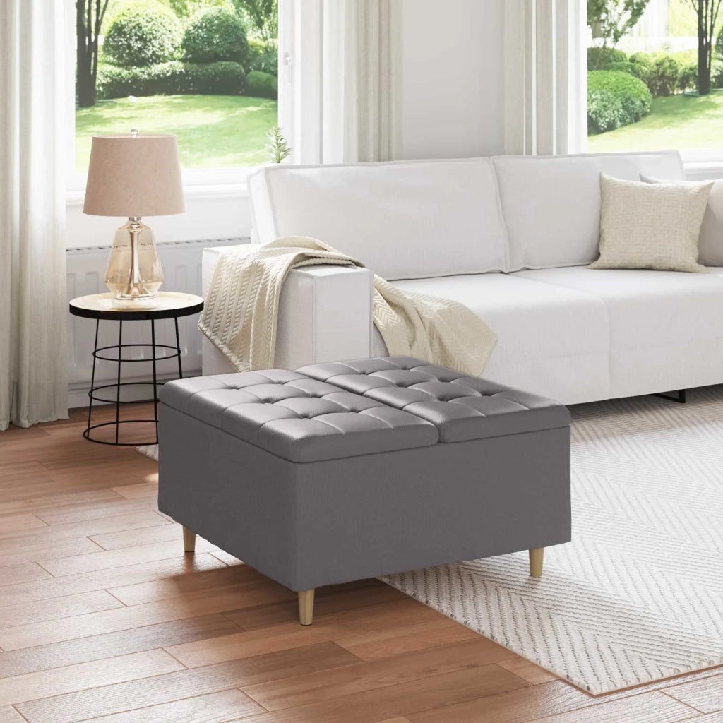 Pouf contenitore Grigio 80 x 80 x 45 cm Pelle sintetica 876845