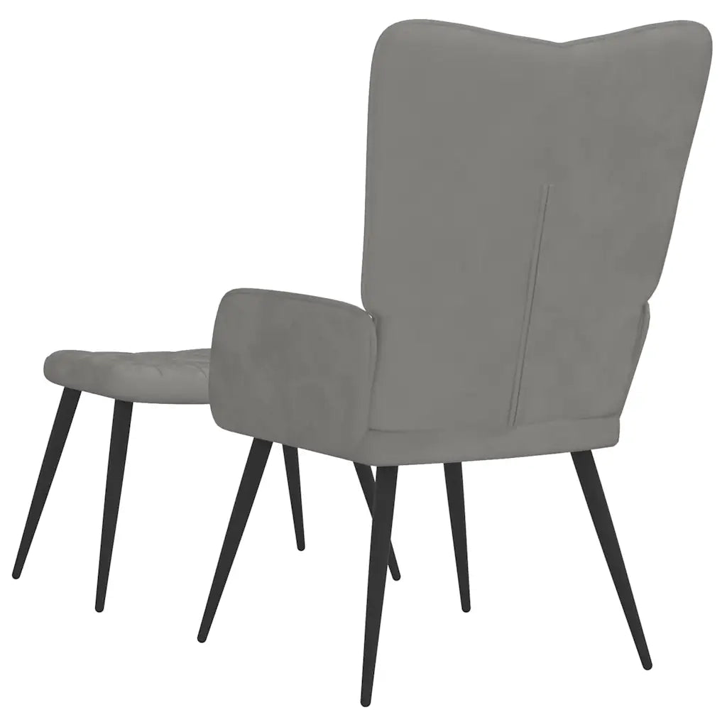 Divano Sedia-Poltrona Relax con Sgabello Grigio Chiaro in Velluto 554570